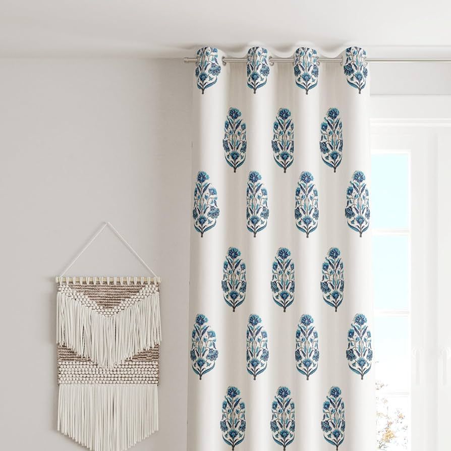 Trade Star Modern Hand Block Print Premium Quality Cotton Semi Sheer Curtain with Cushion Cover H... | Amazon (US)
