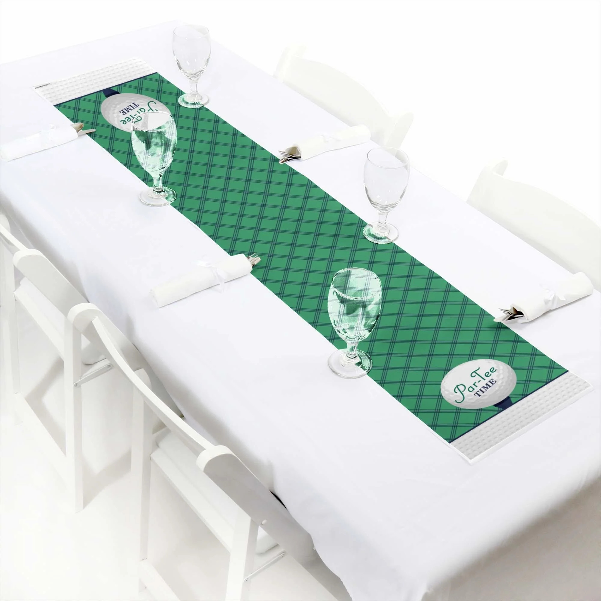 Par-Tee Time - Golf - Petite Birthday or Retirement Party Paper Table Runner - 12" x 60" | Big Dot of Happiness