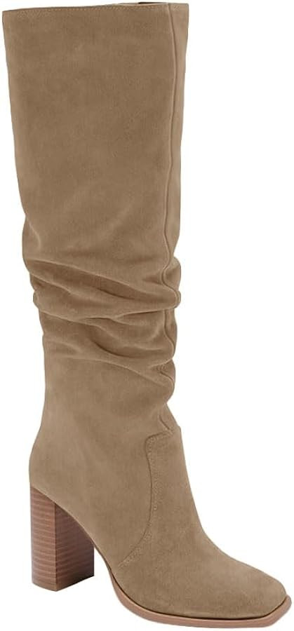 Juliet Holy Womens Knee High Boots Chunky High Heel Square Toe Side Zipper Wide Calf Boot | Amazon (US)