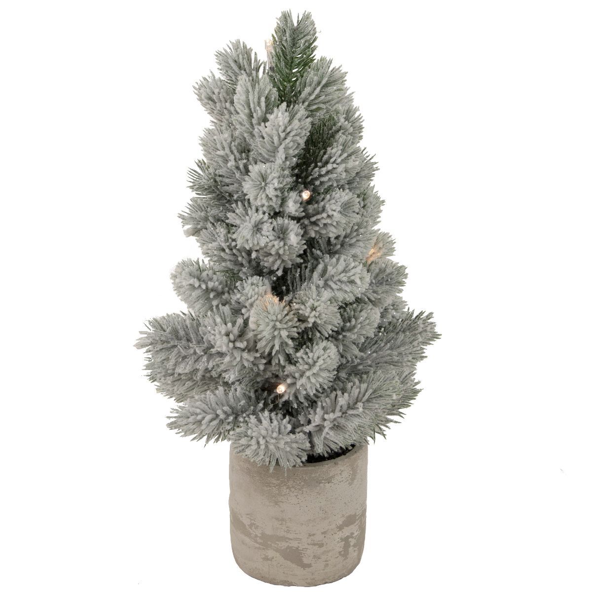 Northlight 1.3 FT LED Lighted Mini Frosted Pine Christmas Tree in Cement Base | Target