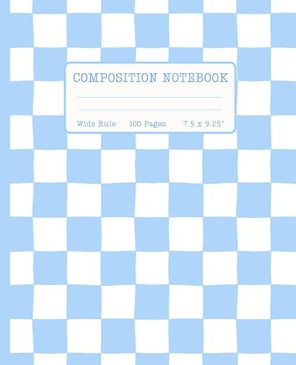 Checkered Notebook: Preppy Composition Notebook for Kids & Teens - Wide Ruled Paper - Pastel Blue... | Amazon (US)