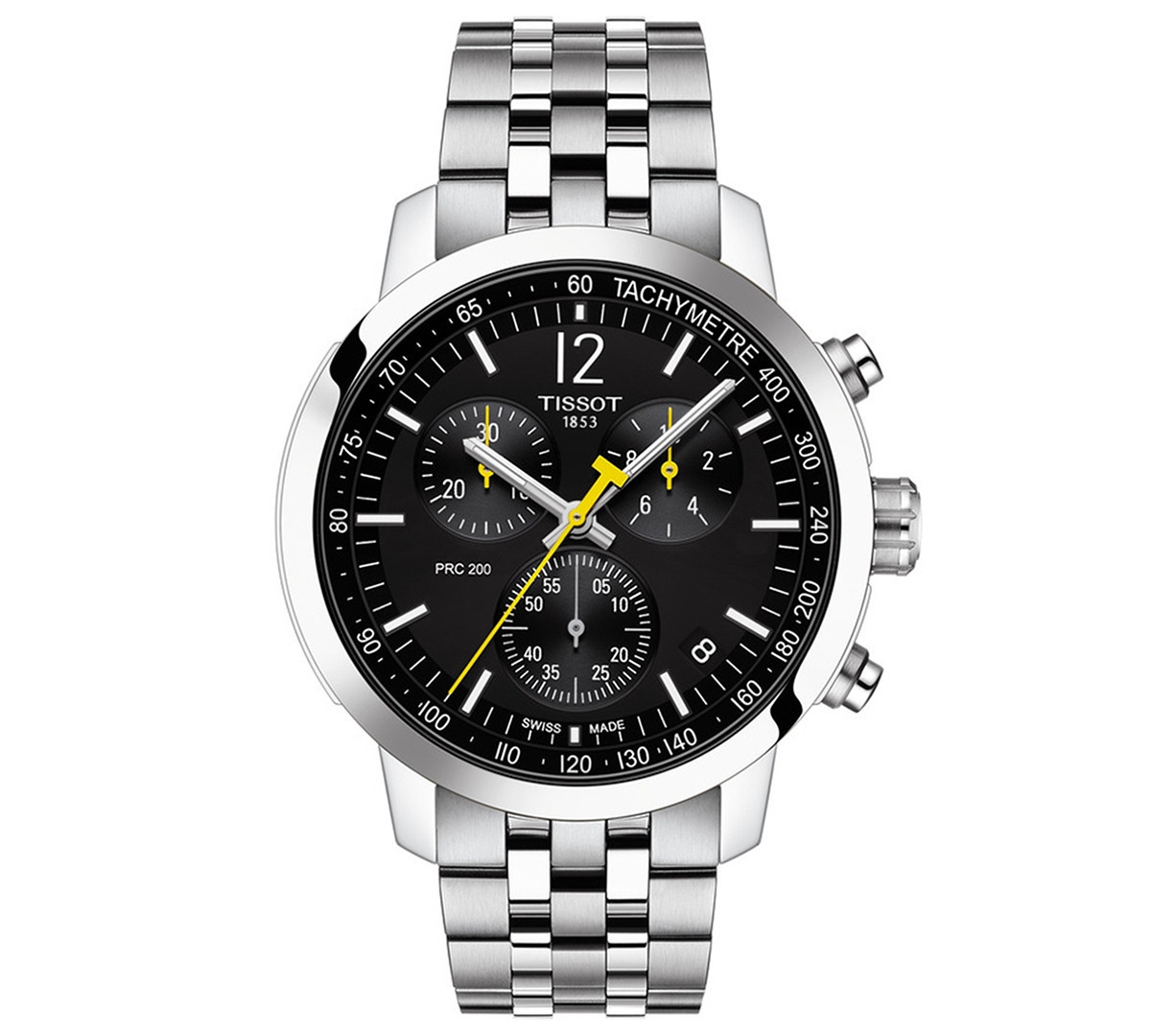 Tissot Men's Swiss Chronograph Prc 200 Stainless Steel Bracelet Watch 43mm - Black | Macy's