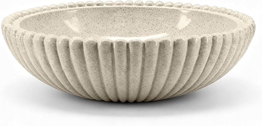 Large Resin Decorative Bowl 12 Inch, Fruit Bowl Sandstone Ruffle Key Bowl for Coffee Table Shallo... | Amazon (US)