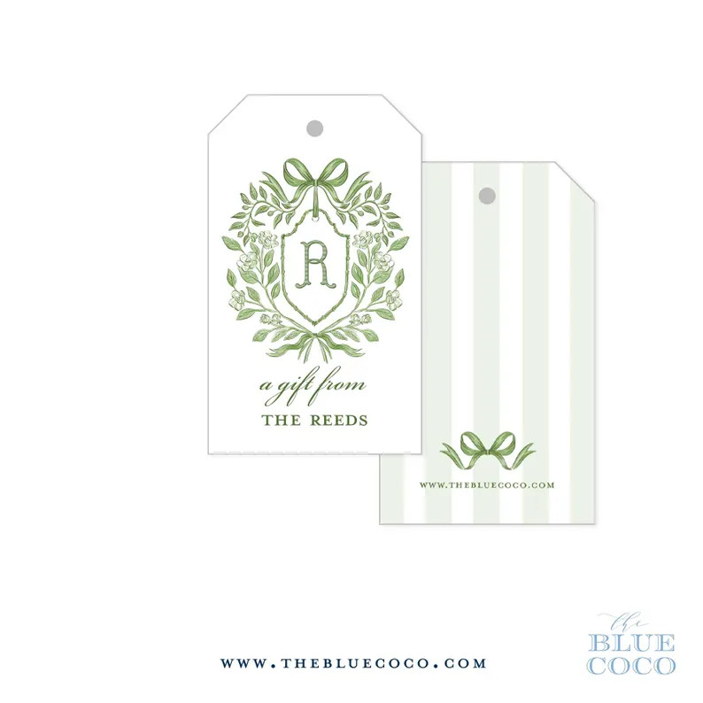 Sage Crest Gift Tags |  Set of 16 | Green and White | Etsy (US)