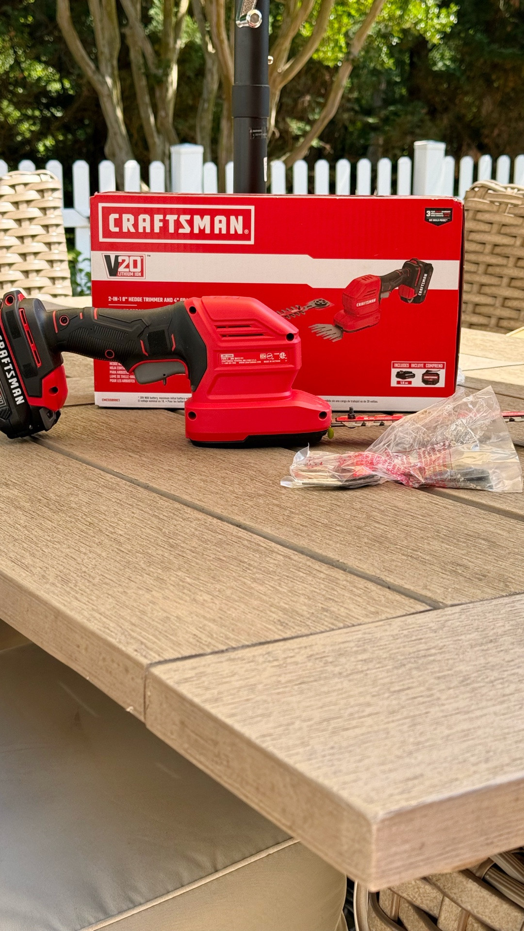 Stop fighting with the big hedge trimmers and use this little, lightweight guy!  It comes with 2 blades, a battery and charger.  I have a feeling it’ll get used a lot around our house!!
*** I found it on Amazon for $20 less!!

#LTKSeasonal #LTKSaleAlert