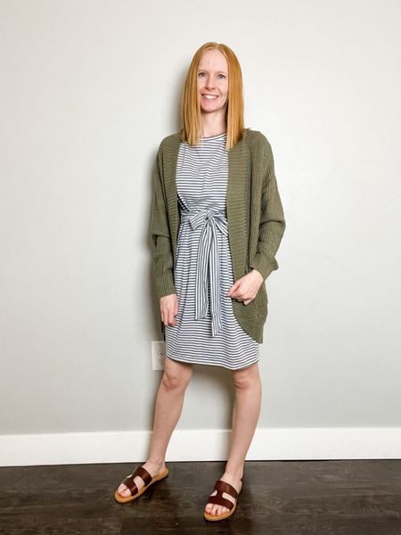 Striped dress outfit, green cardigan outfit, outfit ideas, outfit inspiration, summer fashion, spring fashion, spring style, women’s fashion  

#LTKstyletip #LTKSeasonal #LTKfit