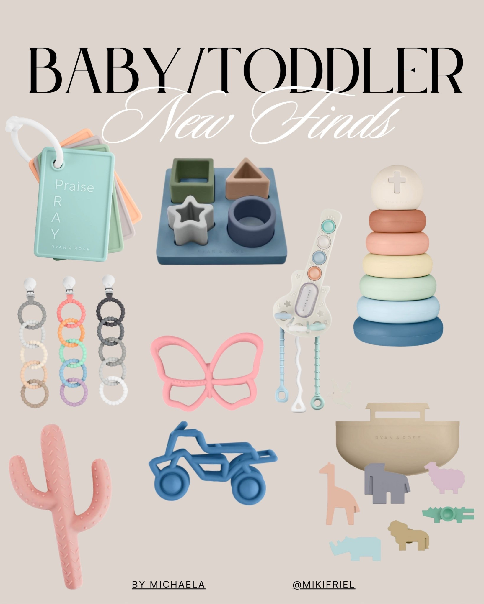 Baby toddler toys. Ryan and Rose. Baby finds. Toddler finds. New toys. Stacker toy. Teether. Flashcards. Shape puzzles. Cutie clicks. Water toys. 

#LTKKids #LTKBaby #LTKGiftGuide