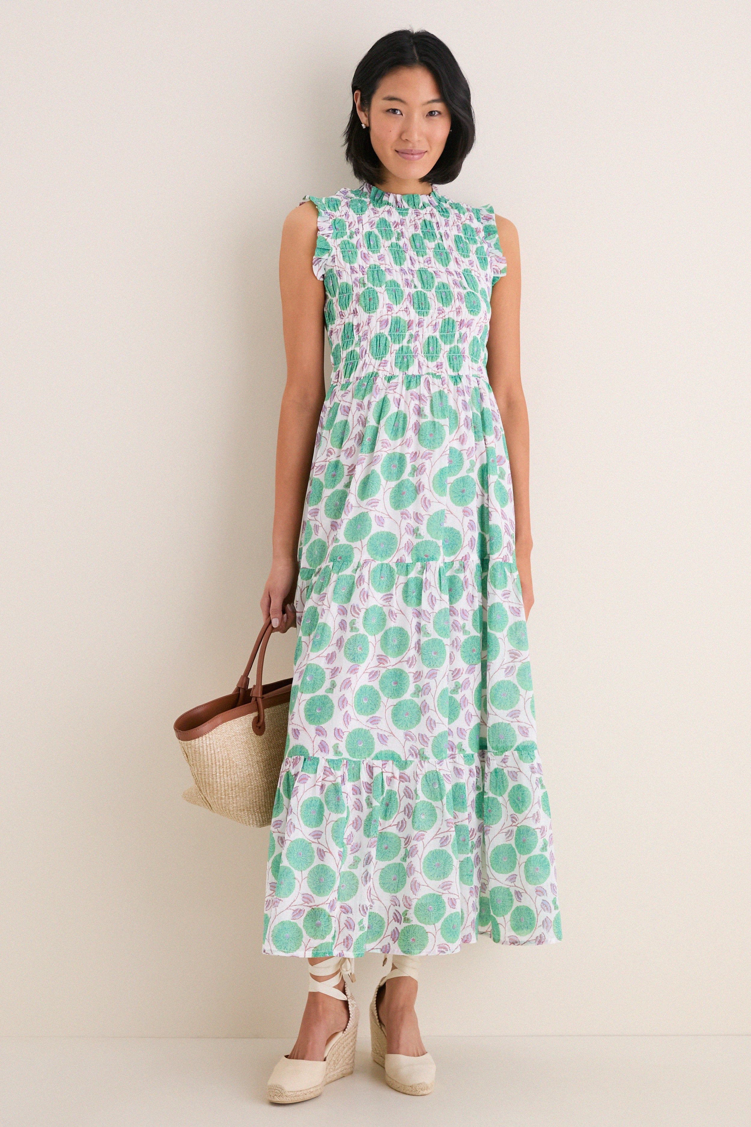 Monarch Green Sleeveless Smocked Maxi Dress | Tuckernuck (US)