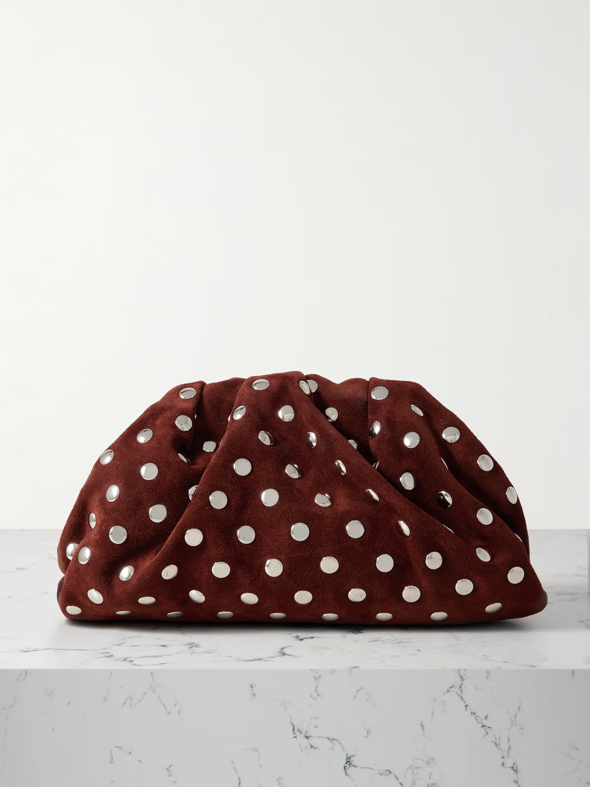 Bailey leather-trimmed studded suede clutch | NET-A-PORTER APAC