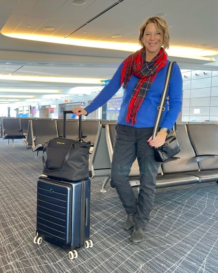 Travel outfit for winter cold temperatures. Sweaters will come back in stock. This airport style is casual. I sized up in slim cut pants that are waterproof. Waterproof boots too. I’m size 10 and 5’8” #traveloutfit

#LTKSeasonal #LTKshoecrush #LTKtravel
