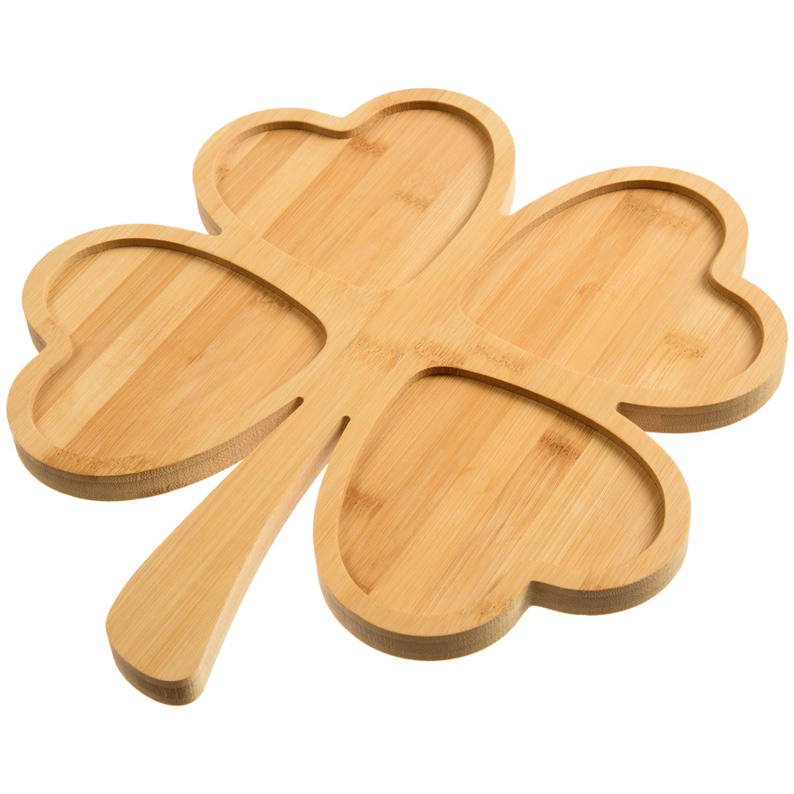 AWIZOM St. Patrick's Day Wooden Serving Tray Four-Leaf Shaped Serving Platter Shamrock Shaped Bam... | Amazon (US)