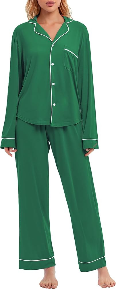 LUBOT Womens Pajamas Set for Women Soft 2 Piece PJ Set Button Down Ladies Comfy Short Long Sleeve... | Amazon (US)