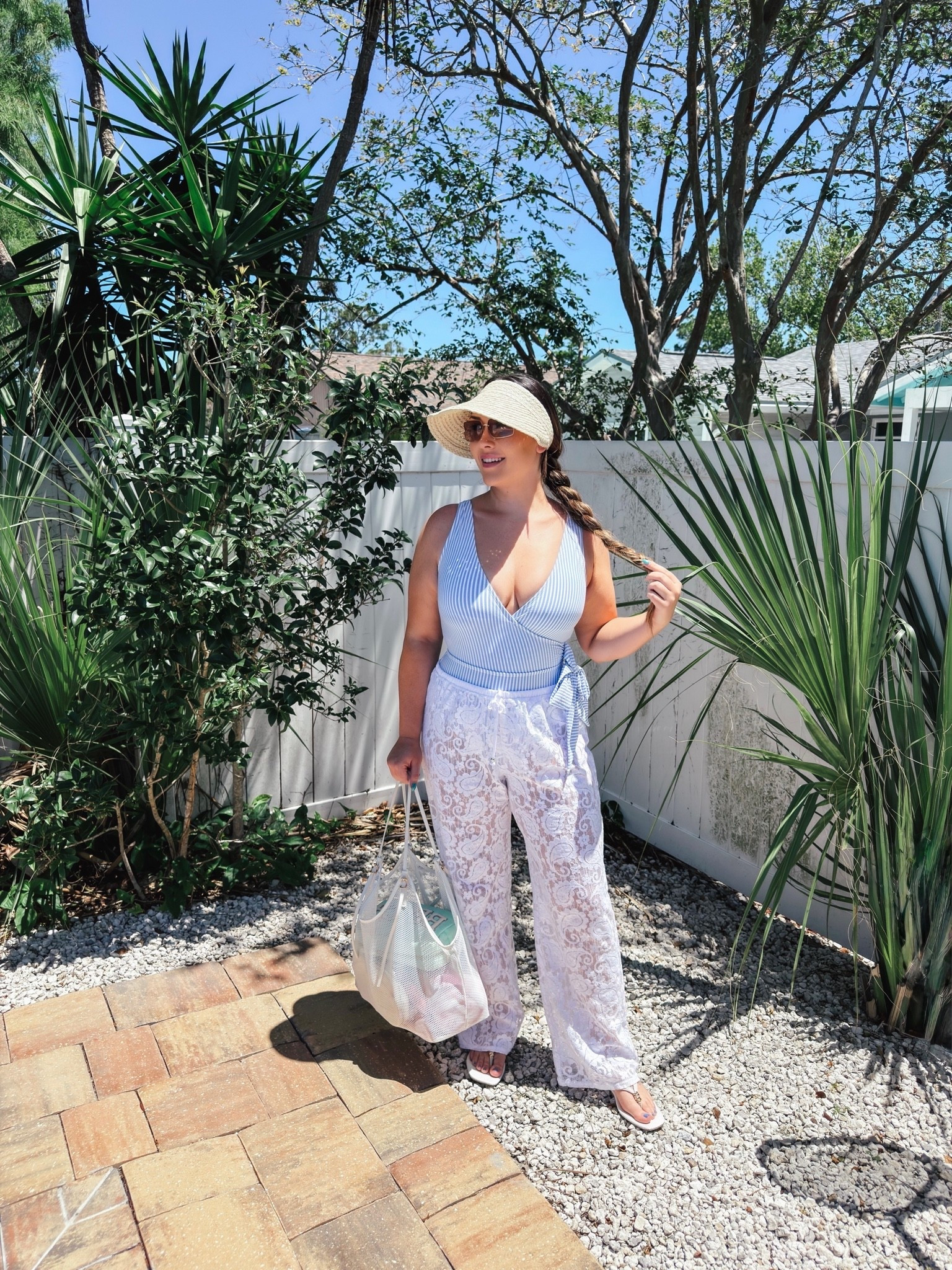 Pool day but make it cute 💙 Lightweight coverup pants, a flattering swimsuit, and oversized accessories always win.

#LTKSeasonal #LTKTravel #LTKSwim