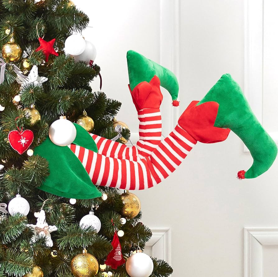 Geefuun 23” Christmas Elf Stuffed Legs Stuck Tree Topper Decorations -Xmas Holiday Indoor Outdo... | Amazon (US)
