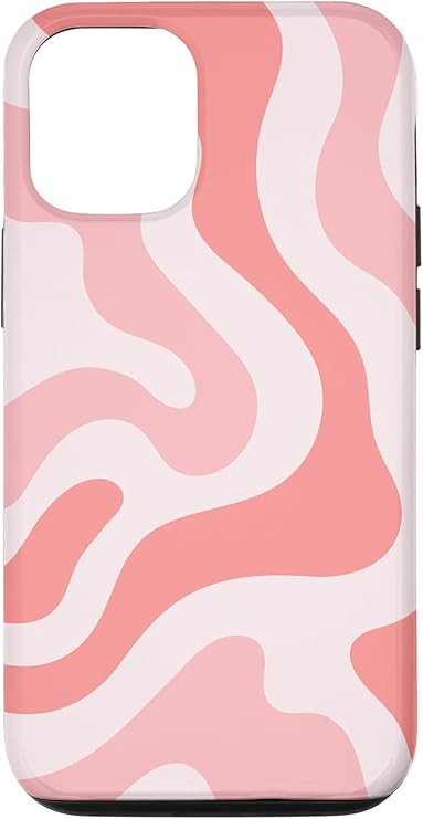 iPhone 12/12 Pro Retro Liquid Swirl Abstract Pattern Design Pink Salmon Case | Amazon (US)