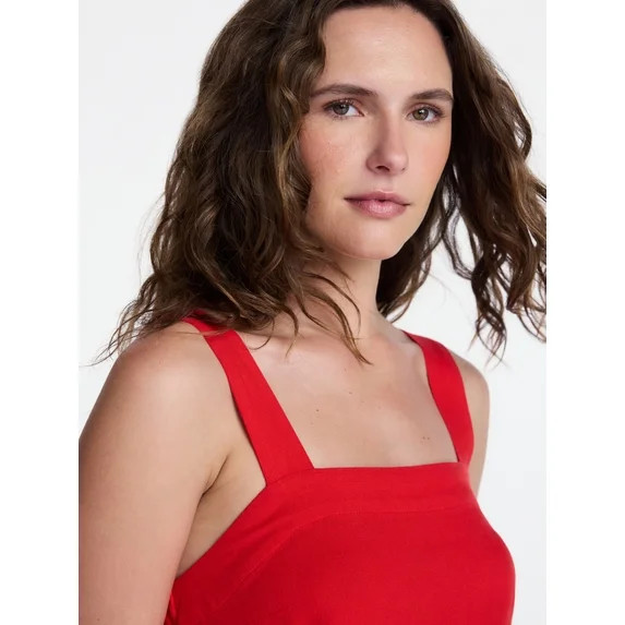 Time and Tru Women's Square Neck Linen Tank, Sizes XS-XXXL | Walmart (US)