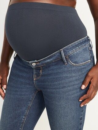 Maternity Premium Full Panel Rockstar Super Skinny Cut-Off Jeans | Old Navy (US)