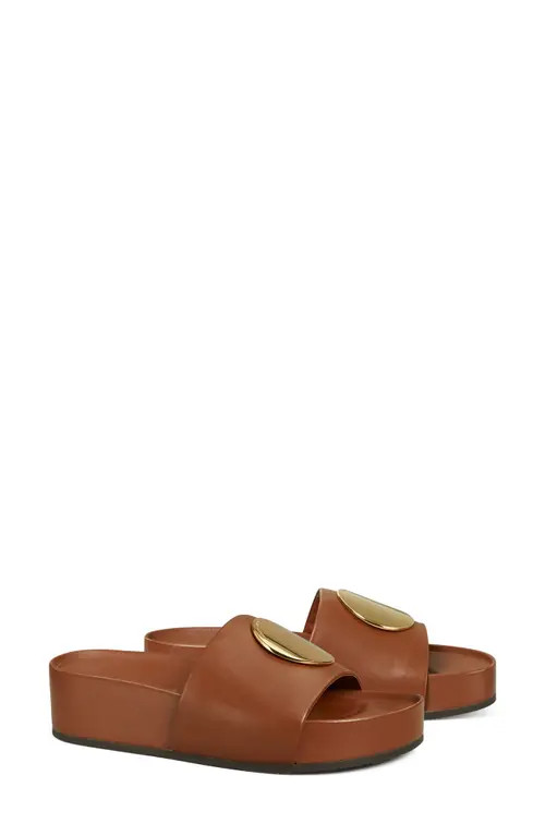 Tory Burch Patos Platform Slide Sandal in Burnt Cuoio at Nordstrom, Size 5.5 | Nordstrom