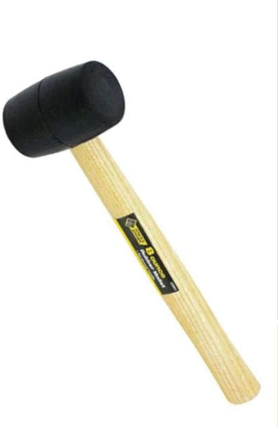Rubber Mallet 8 oz, Hardwood, Double Faced Soft Mallet with Wooden Handle, Black | Amazon (US)