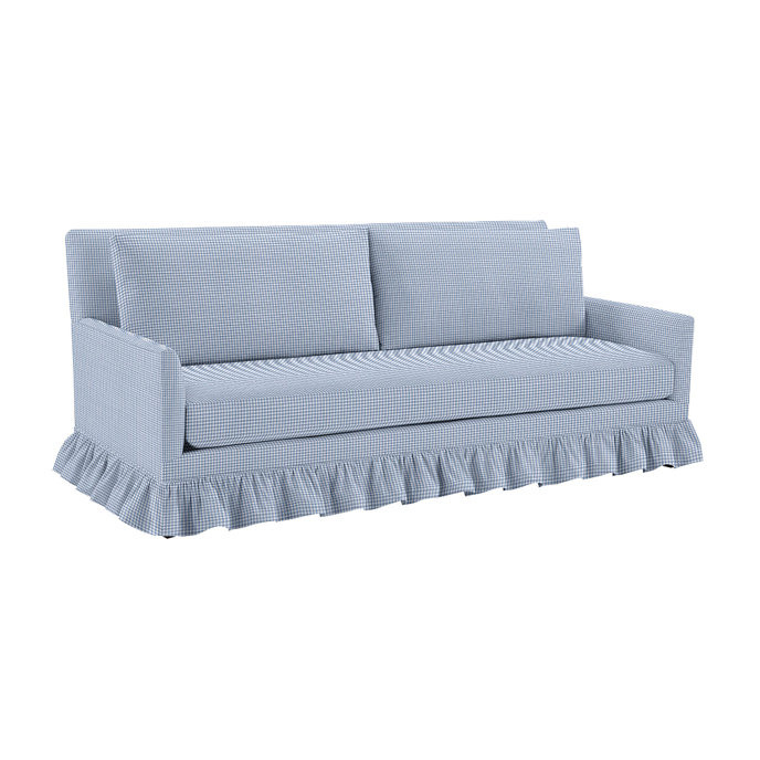 SK Mathes Sofa with Ruffled Skirt & Down Blend Cushions in Kiln Dried Frame | Ballard Designs, Inc.