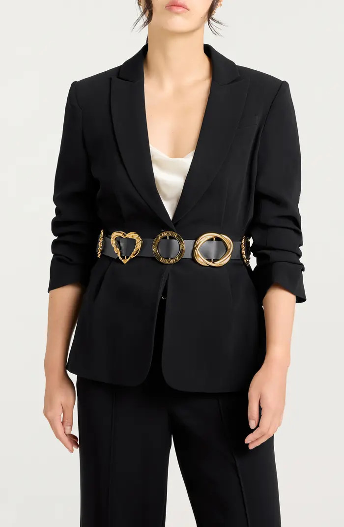 Cinq à Sept Ruched Sleeve Belted Blazer | Nordstrom | Nordstrom
