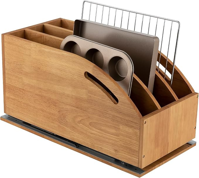 Amazon.com: DINDON Pull Out Cabinet Organizer for Pans, Pot lid, Cookie Sheet, Cutting Board, Bak... | Amazon (US)