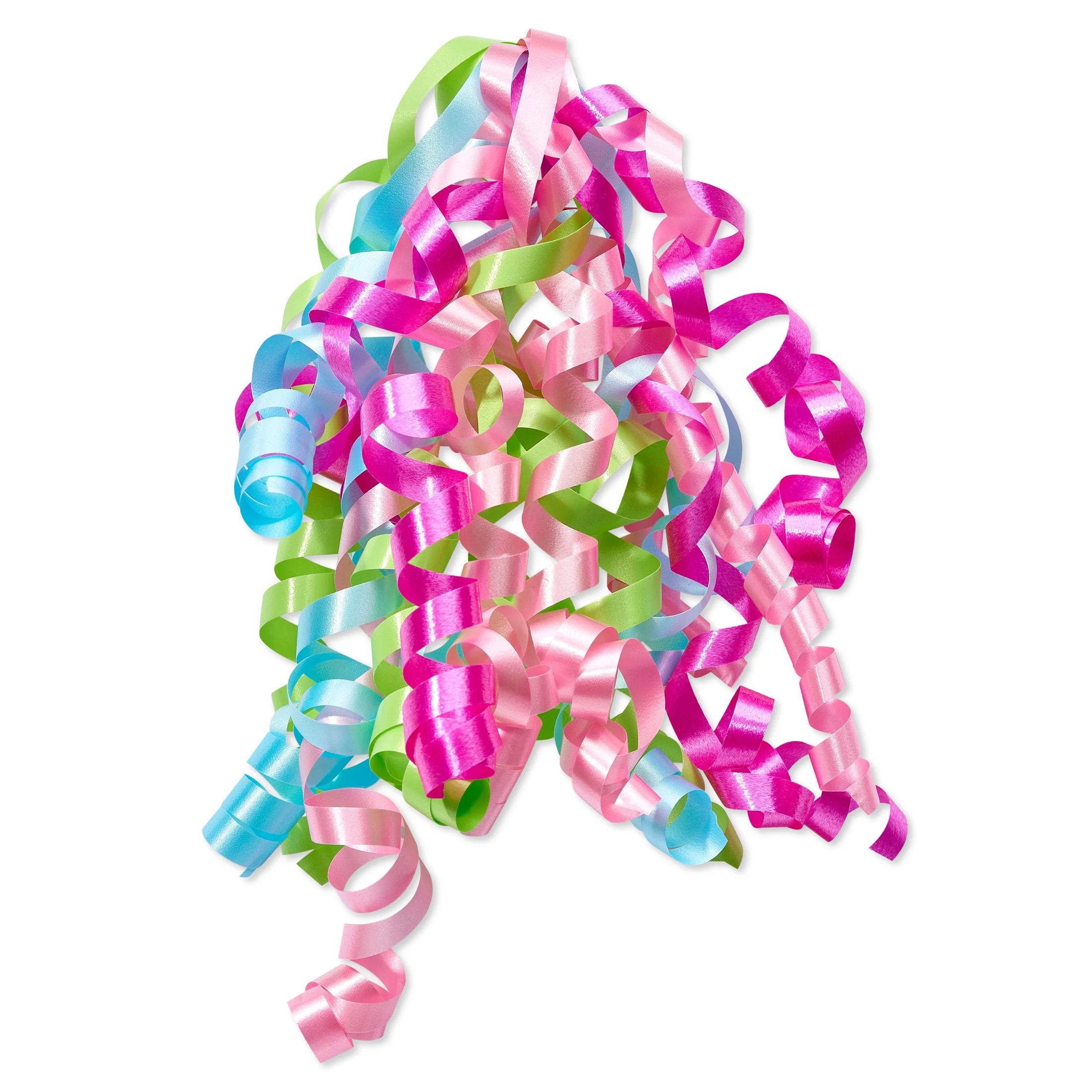 American Greetings 9 in. Pink, Aqua, Lime Green Curly Poly Gift Bow (1-Count) | Walmart (US)