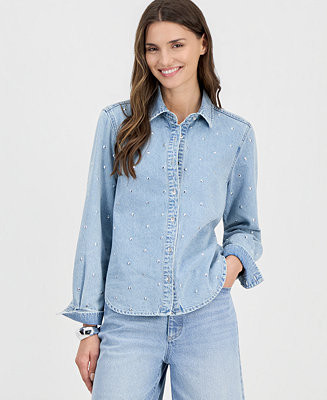 Women's Studded Denim Shirt | Macy's