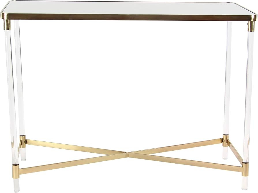 Deco 79 Contemporary Metal and Acrylic Console Table, 44" x 19" x 32", Gold Finish | Amazon (US)