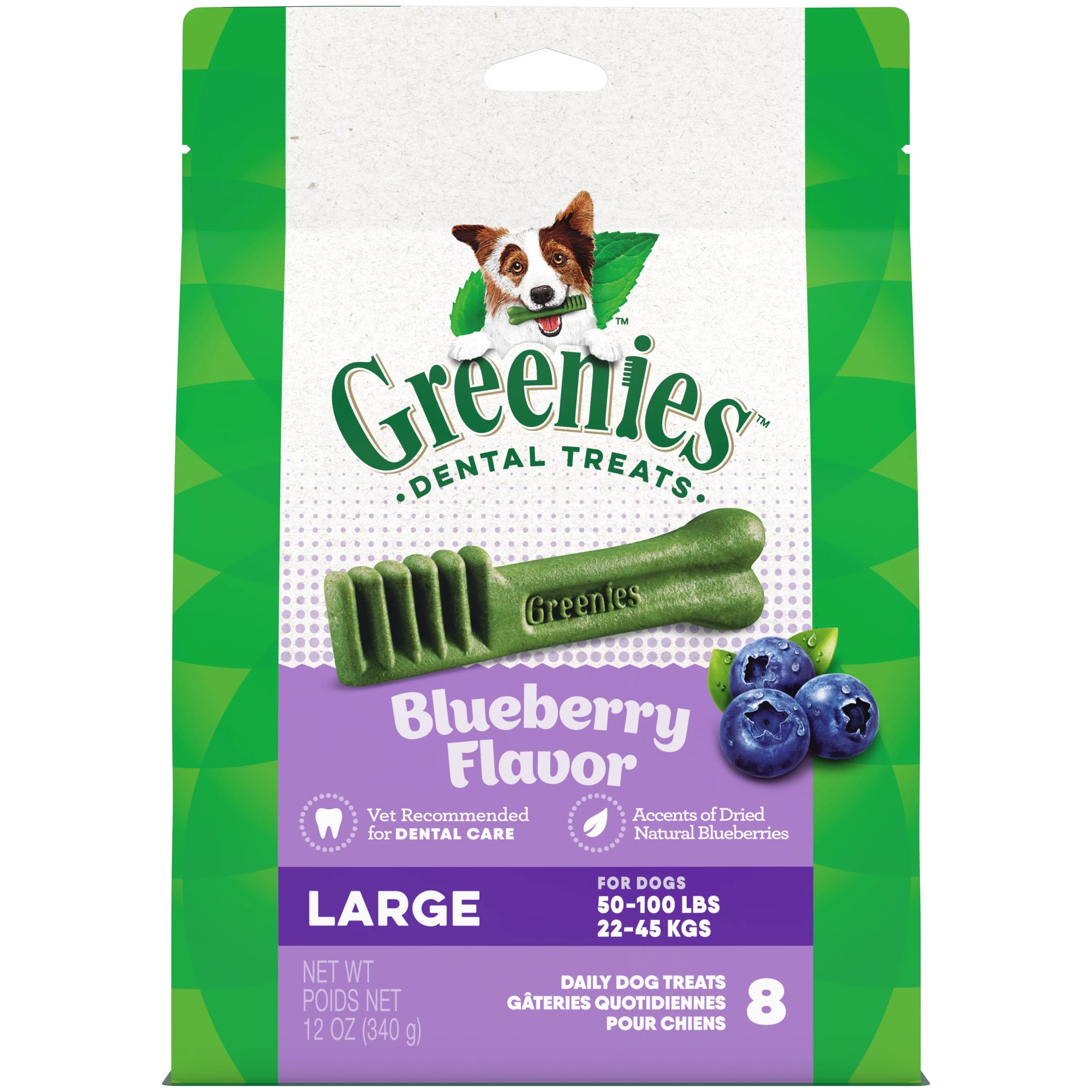 GREENIES Large Natural Dog Dental Chews Blueberry Flavor, 12 oz. Pack - Walmart.com | Walmart (US)
