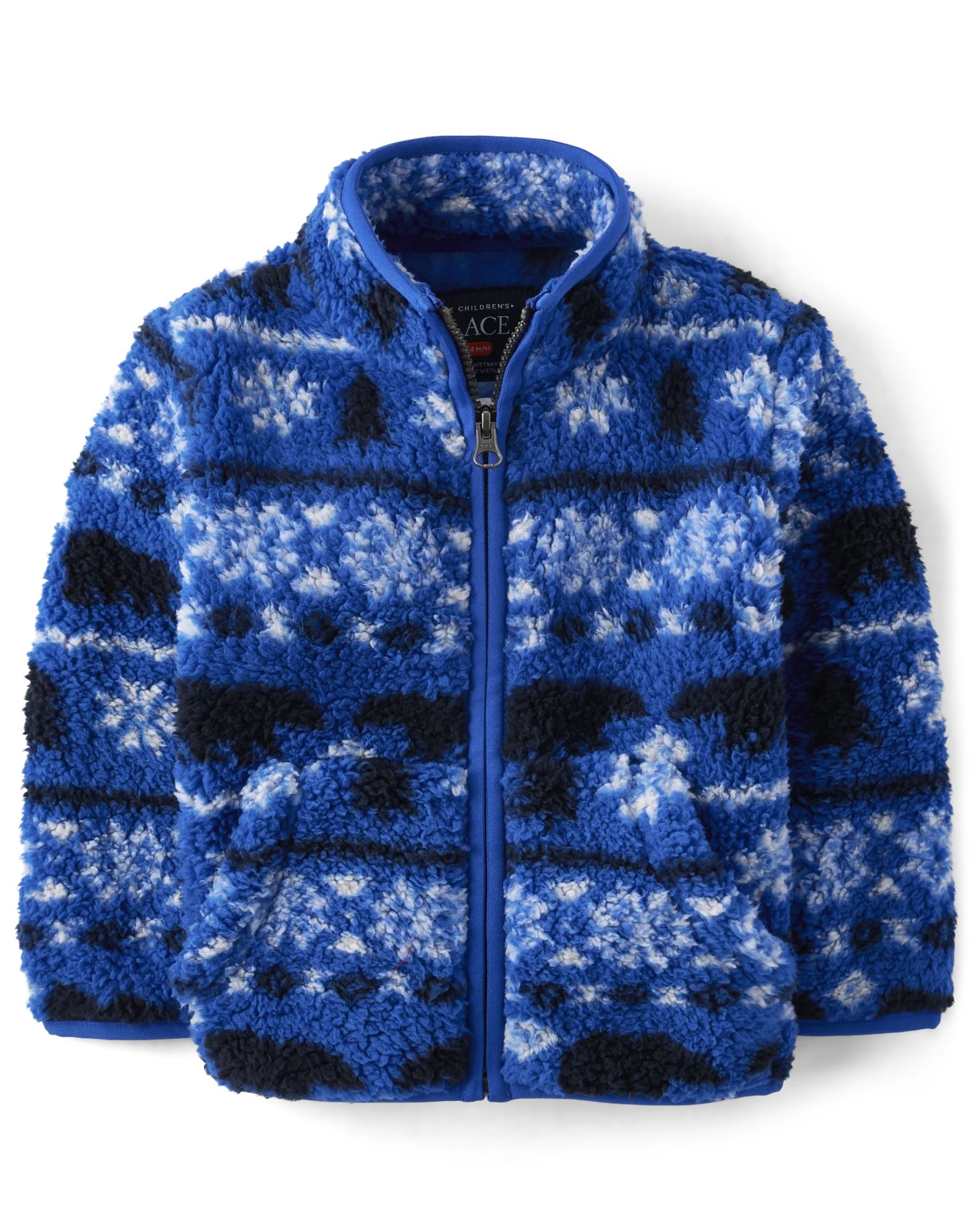 Baby And Toddler Boys Print Sherpa Zip-Up Jacket - renew blue | The Children's Place