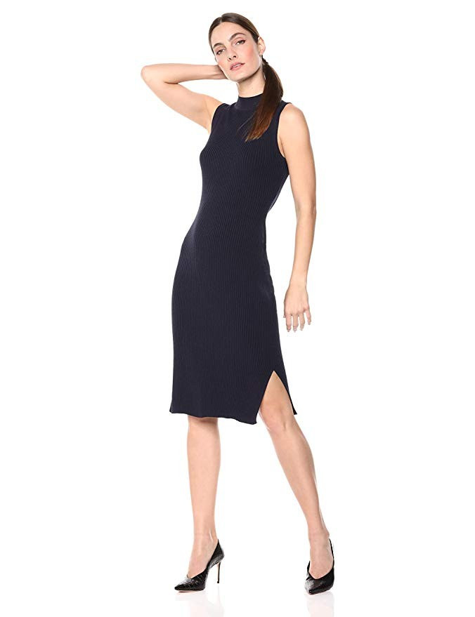 Amazon Brand - Lark & Ro Women's Sleeveless Ribbed Sheath Sweater Dress with Funnel Neck | Amazon (US)