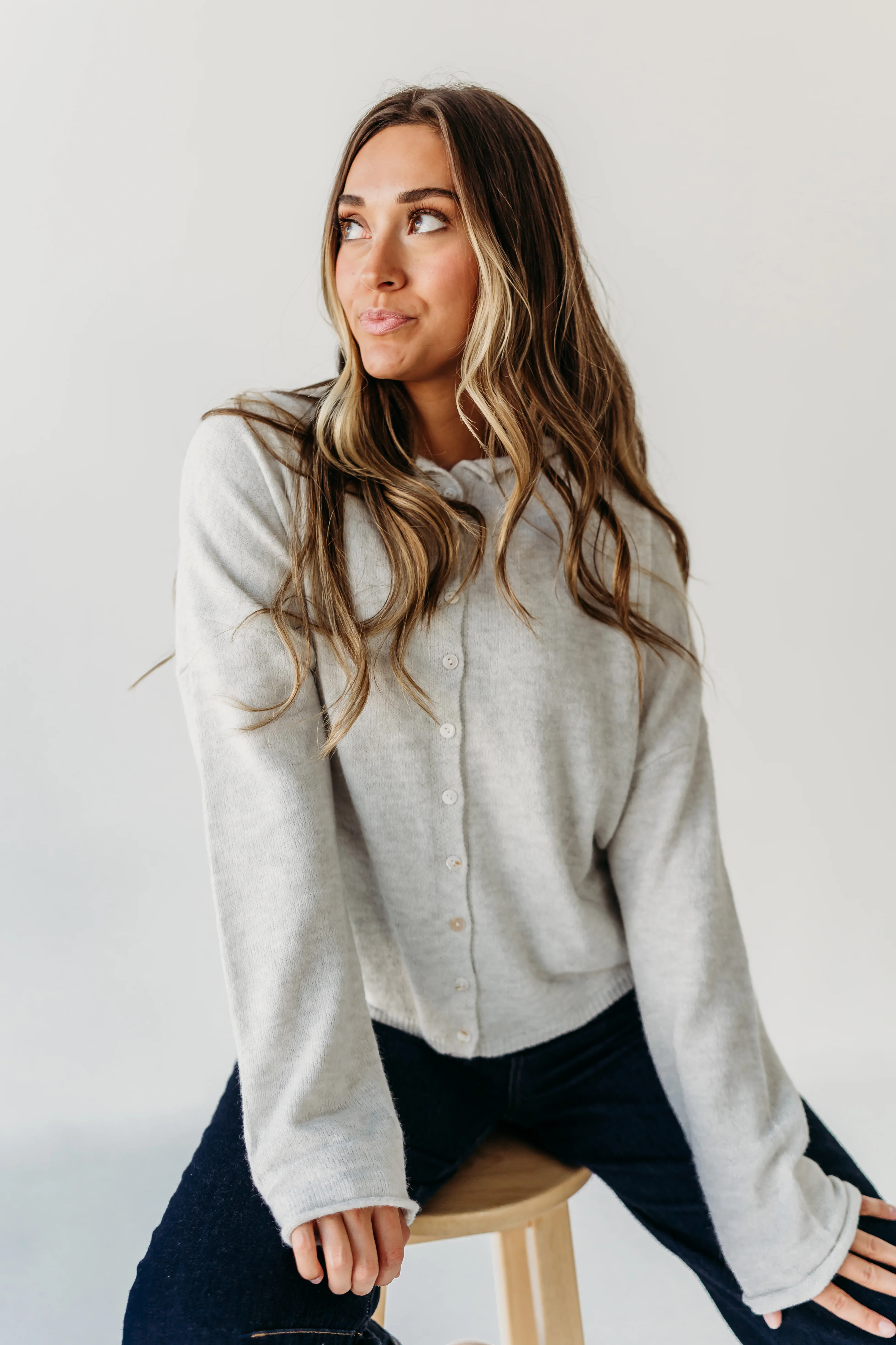 THE CAMPBELL CARDIGAN IN LIGHT GREY | Pink Desert