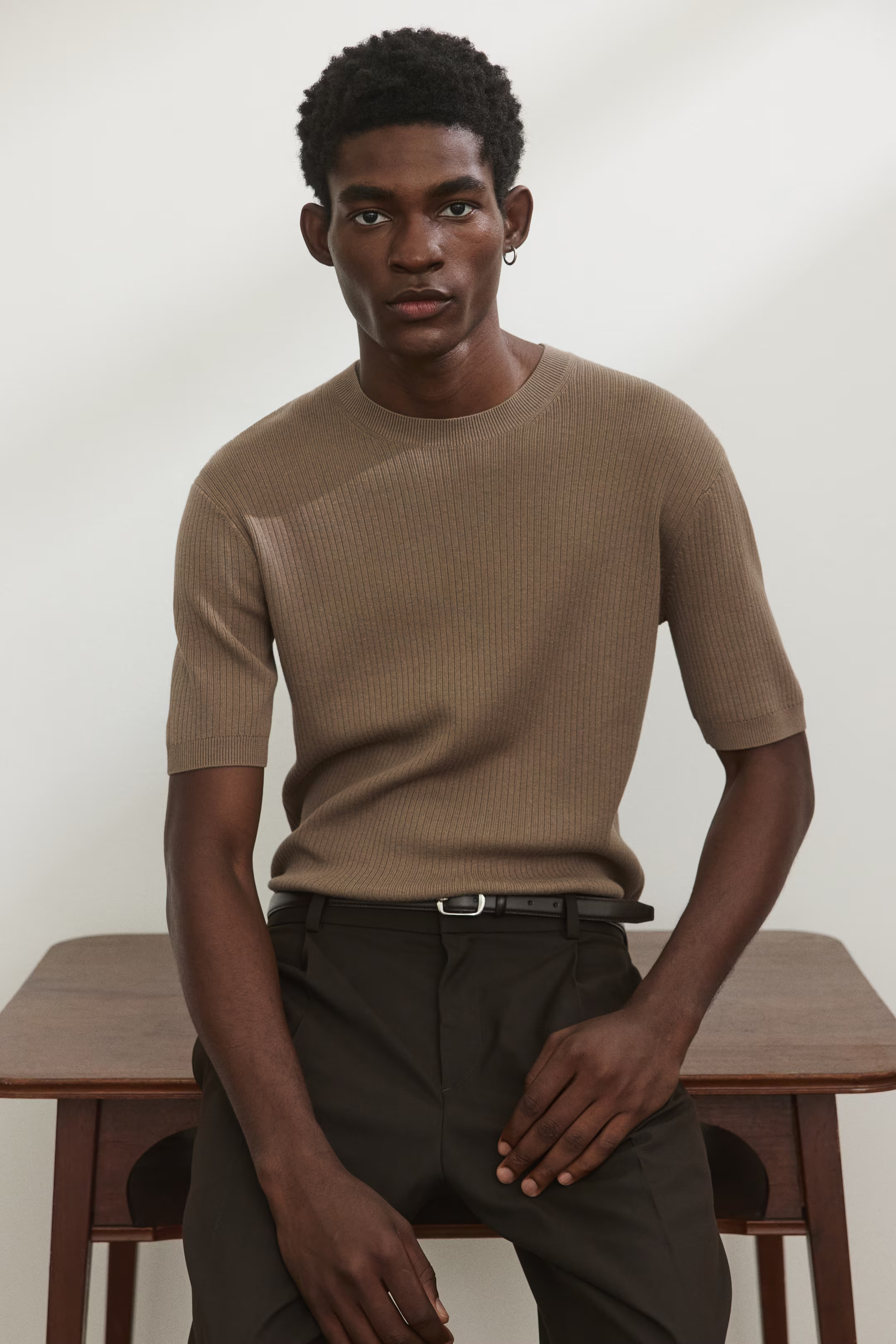 Slim-Fit Rib-Knit T-Shirt | H&M (US + CA)