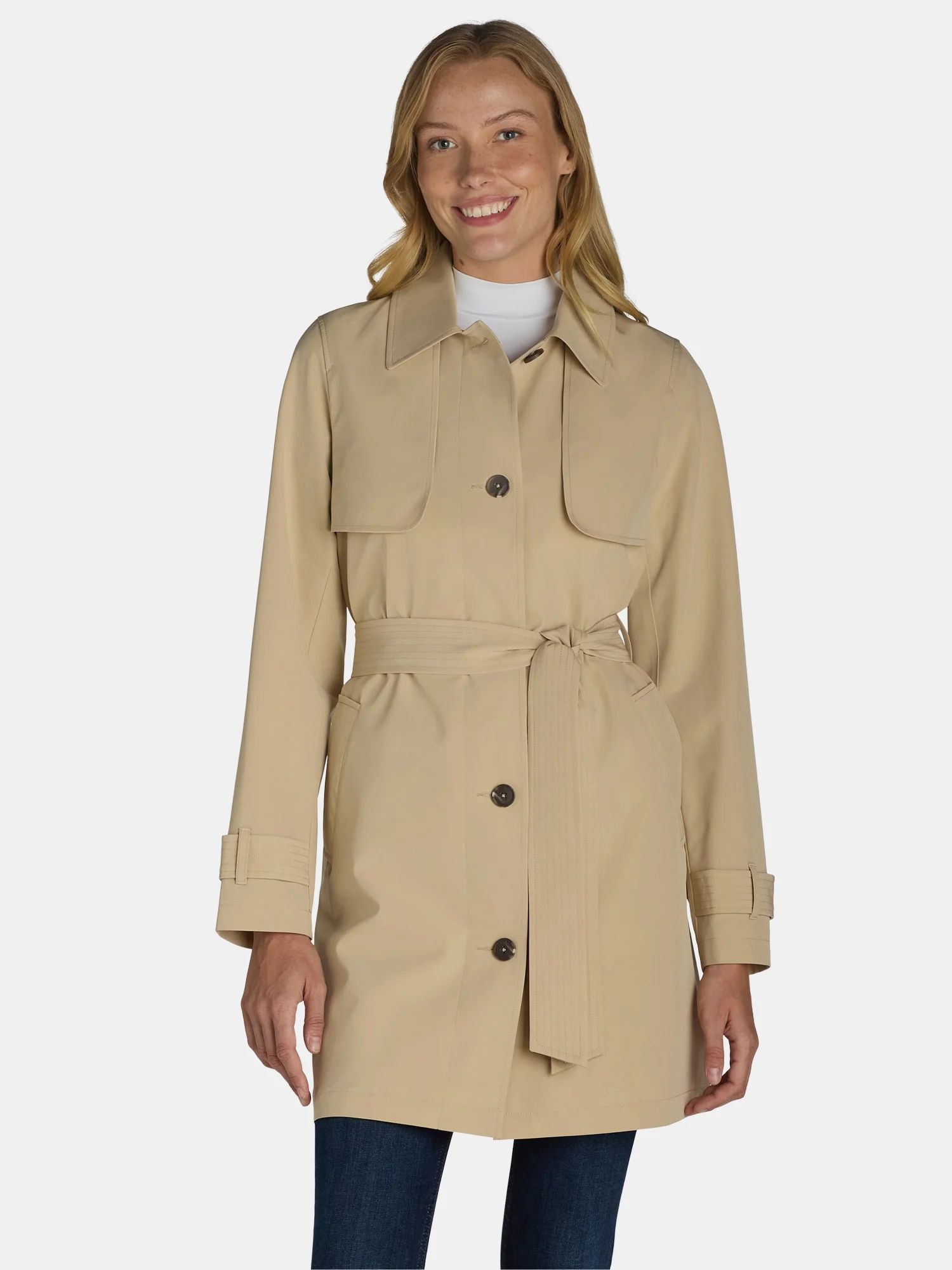 Time and Tru Women's and Women's Plus Trench Coat, Sizes XS-3X - Walmart.com | Walmart (US)