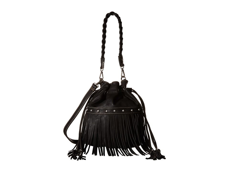 M&F Western - Fringe Bucket Bag (Black) Handbags | Zappos