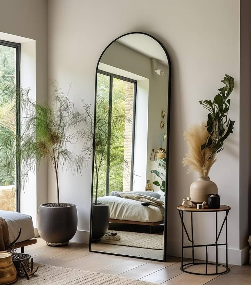 Arched Full Length Mirror, 64"x21", Large Floor Mirrors with Stand, Full Body Mirror Standing Mir... | Amazon (US)