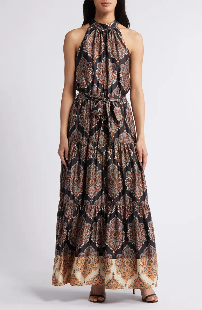 Julia Jordan Paisley Print Sleeveless Stretch Satin Maxi Dress | Nordstrom | Nordstrom