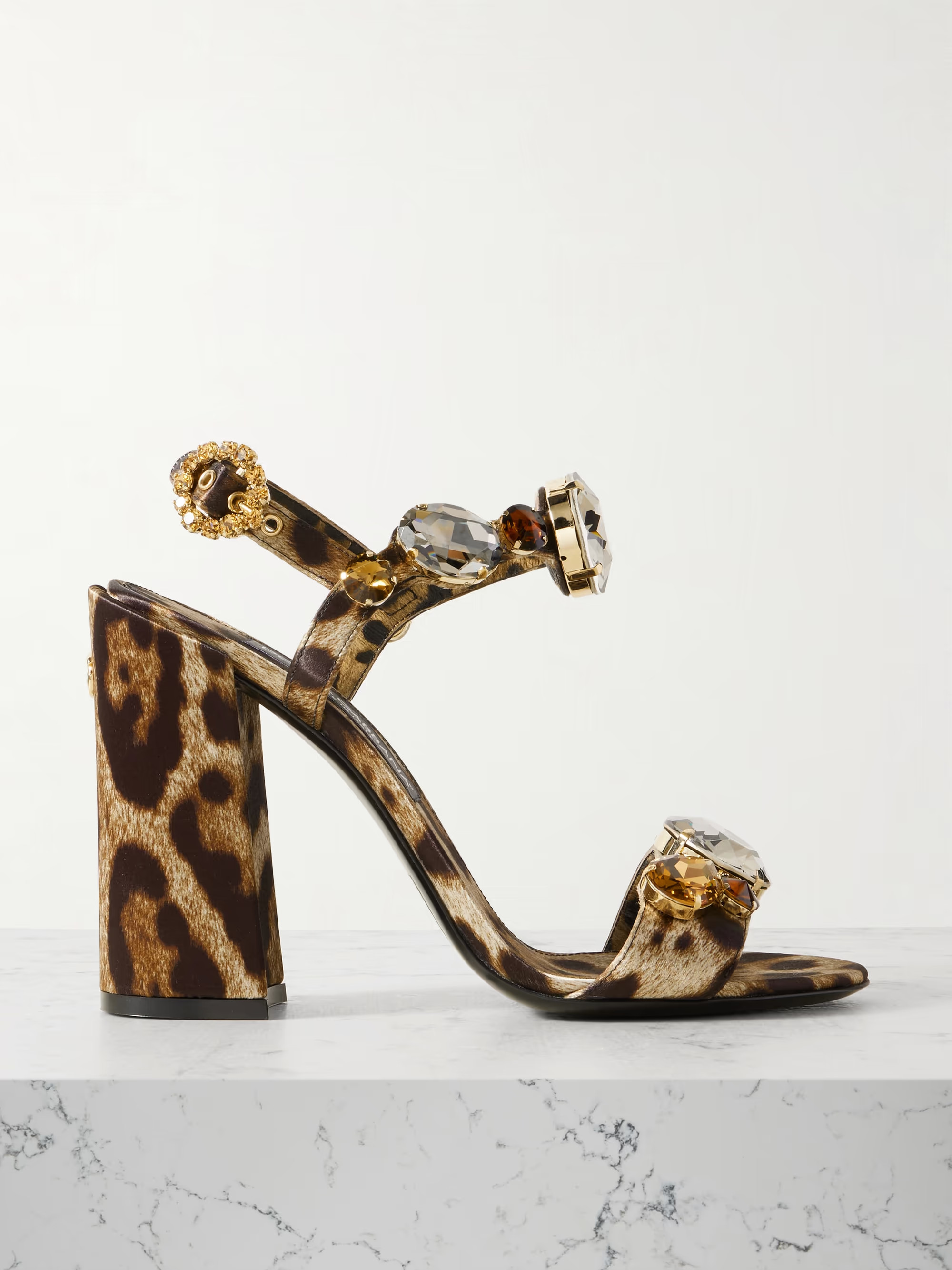 Keira crystal-embellished leopard-print satin sandals | NET-A-PORTER APAC