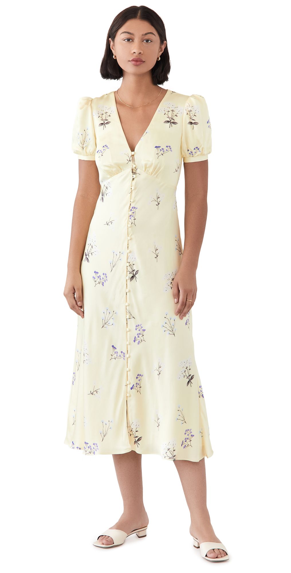 Self Portrait Yellow Vintage Floral Midi Dress | Shopbop