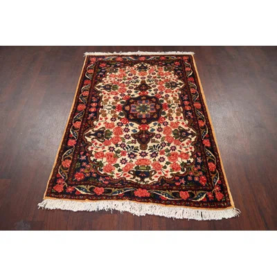 One-of-a-Kind Hand-Knotted New Age 3'4" x 4'9" Wool Area Rug in Ivory/Red | Wayfair North America