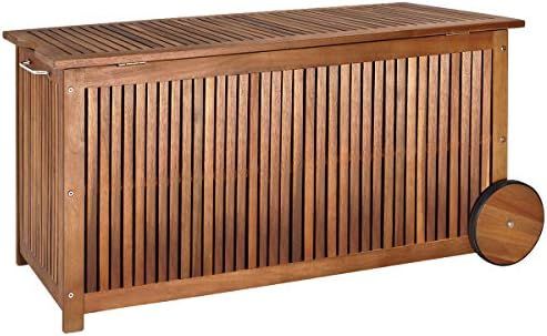 cucunu 46x20x24 Inch Deck Box in Acacia Wood with a water-repellent Tarpaulin I 65 Gallon Wooden ... | Amazon (US)