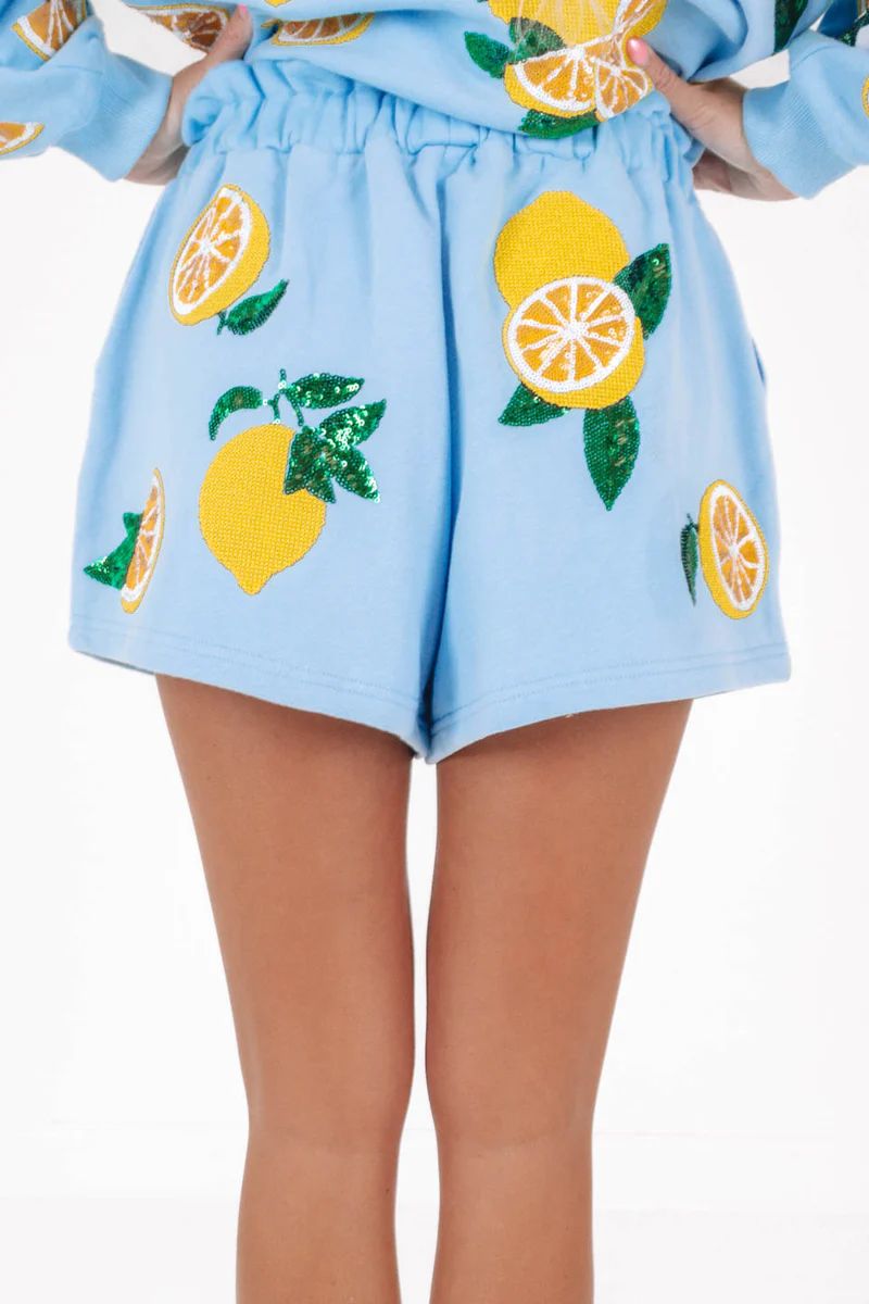 Queen of Sparkles Lemon Queen Shorts - Blue | The Impeccable Pig