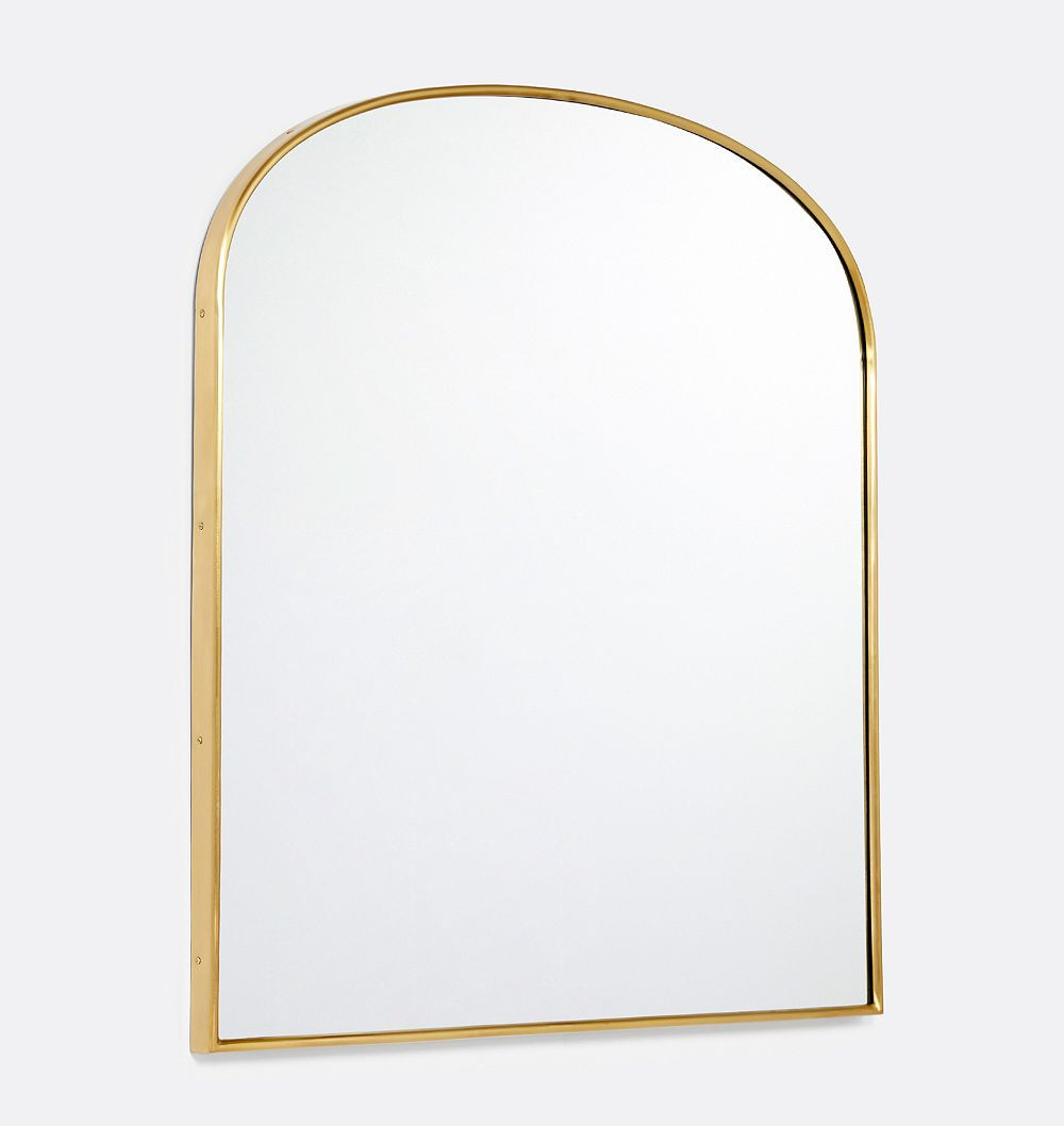 Arched Wide Metal Frame Mirror, 36"" x 40"" - Aged Brass | Rejuvenation