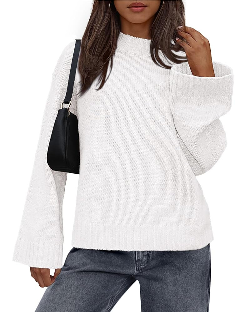 BTFBM Sweaters for Women 2025 Casual Crewneck Long Sleeve Loose Ribbed Knit Pullover Sweater Wint... | Amazon (US)