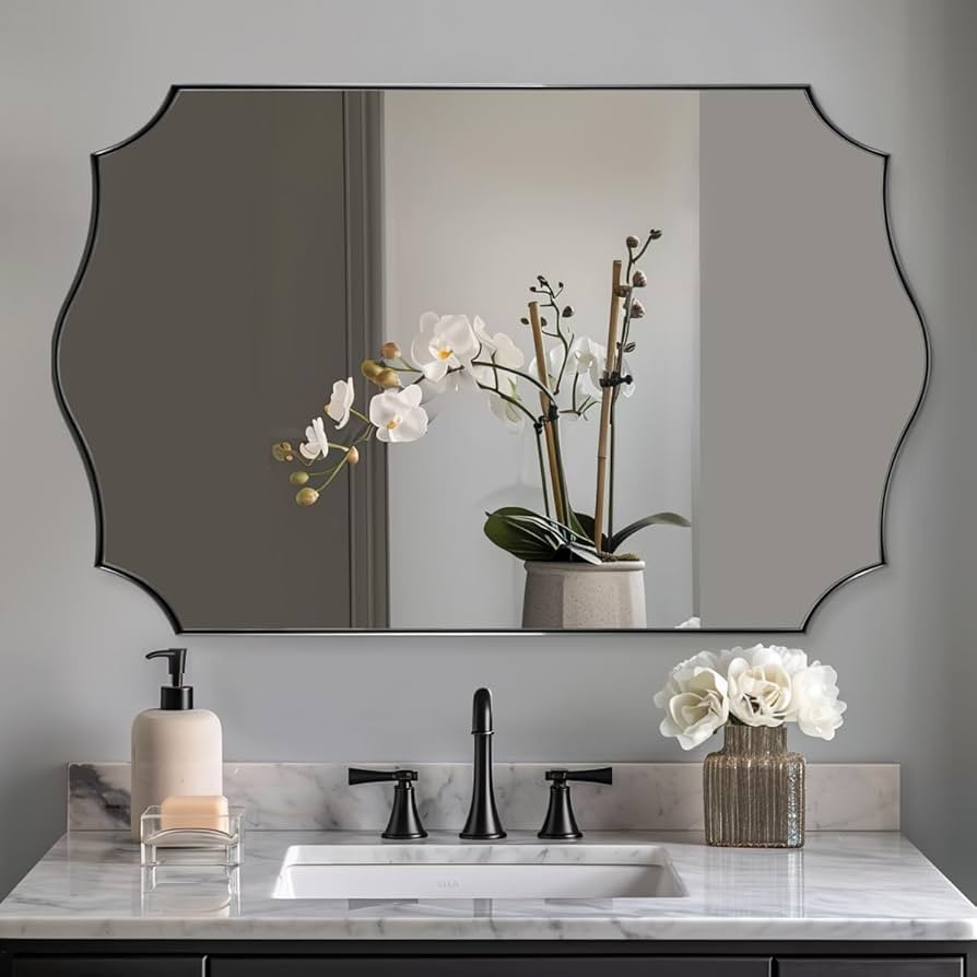 ANDY STAR 30x48 Inch Matte Black Mirror, Unique Rectangular Bathroom Mirror, Black Mirror in Prem... | Amazon (US)