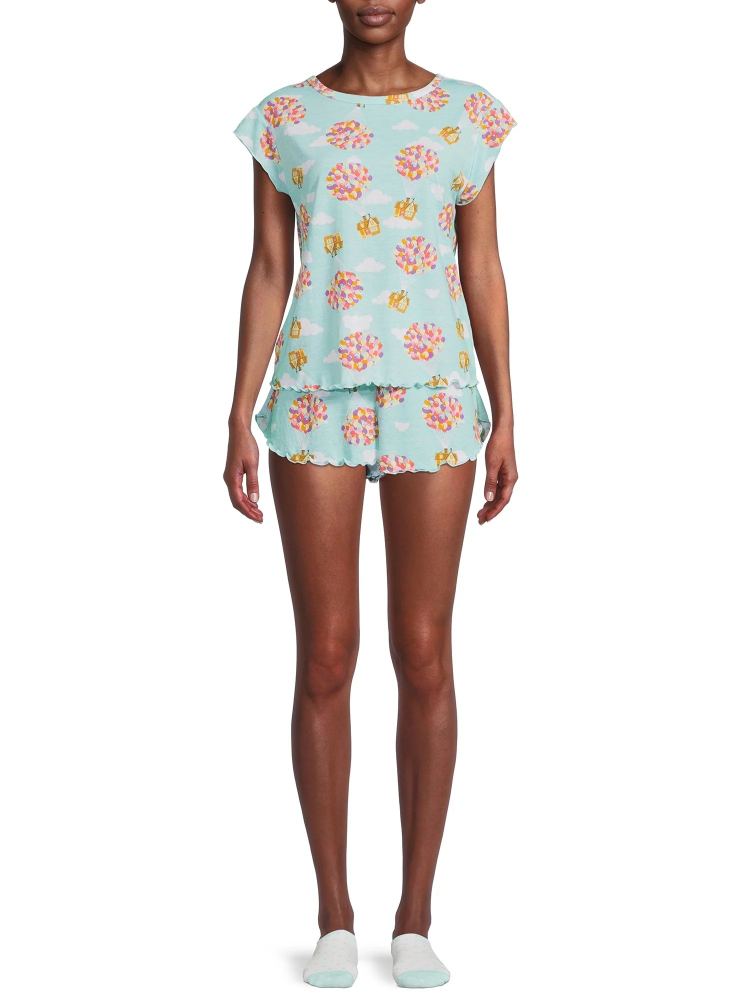 Disney Women's Up Top and Shorts Pajama Set, 3-Piece | Walmart (US)