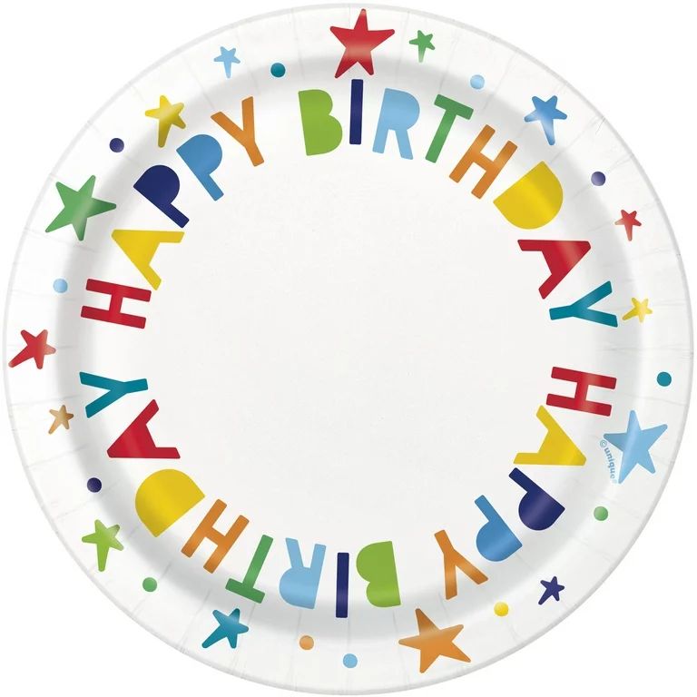 Way to Celebrate! Bright Stars Birthday Multicolor Paper Dessert Plates, 7in, 10ct | Walmart (US)