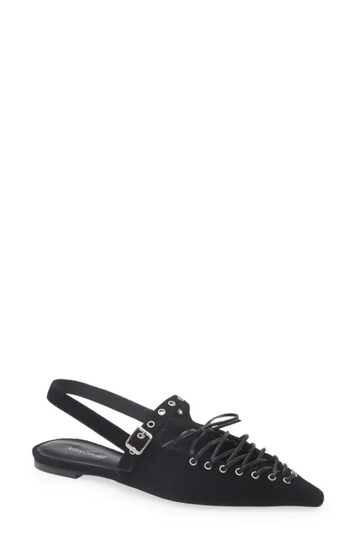 Jeffrey Campbell Geralt Pointed Toe Slingback Flat in Black Suede at Nordstrom, Size 8 | Nordstrom