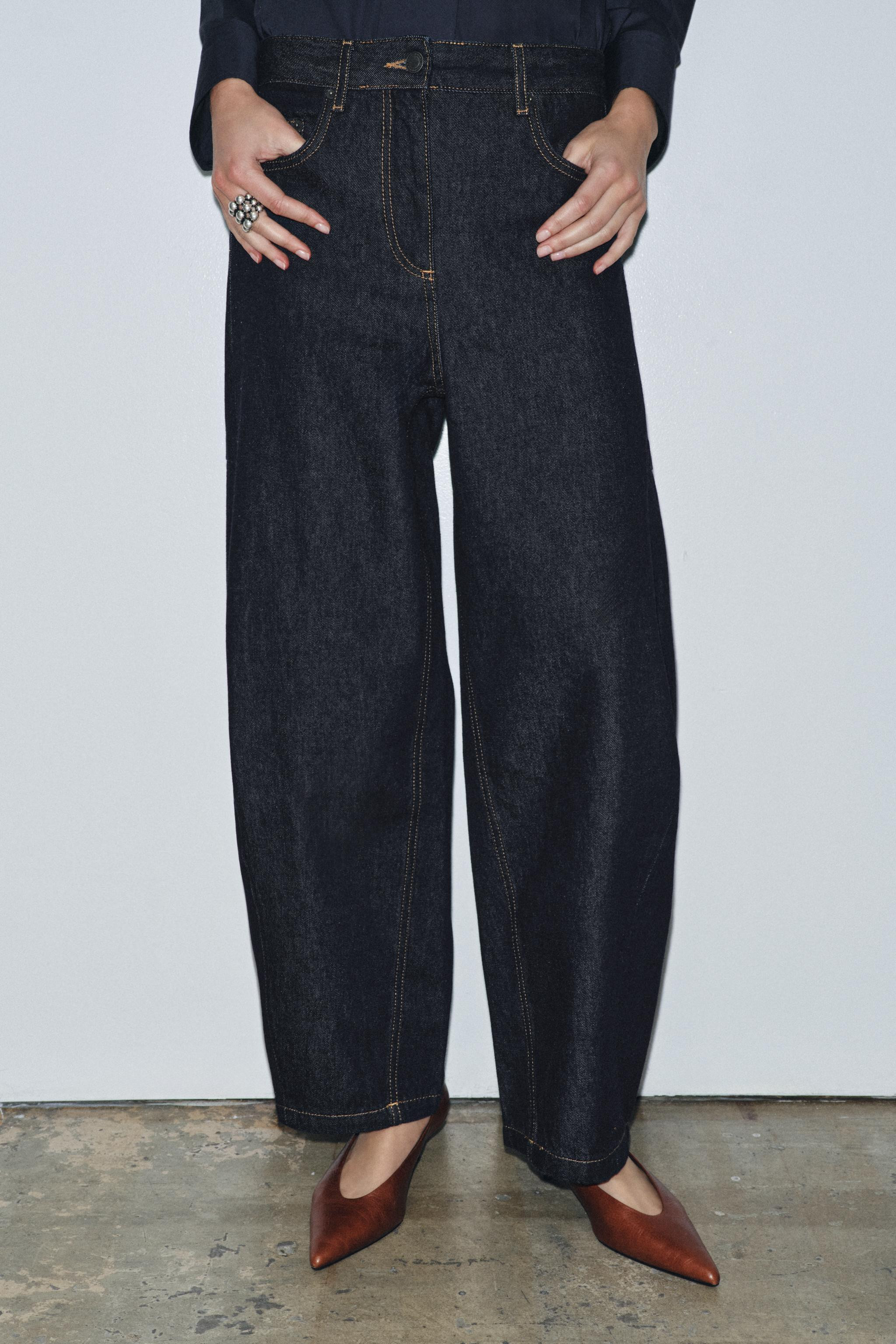 ZW COLLECTION MID-RISE ANKLE BALLOON JEANS | Zara US